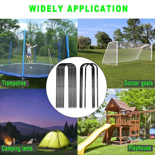 Image of 12 Inch Heavy Duty Trampolines Stakes U-Shaped Garden Stakes (12)