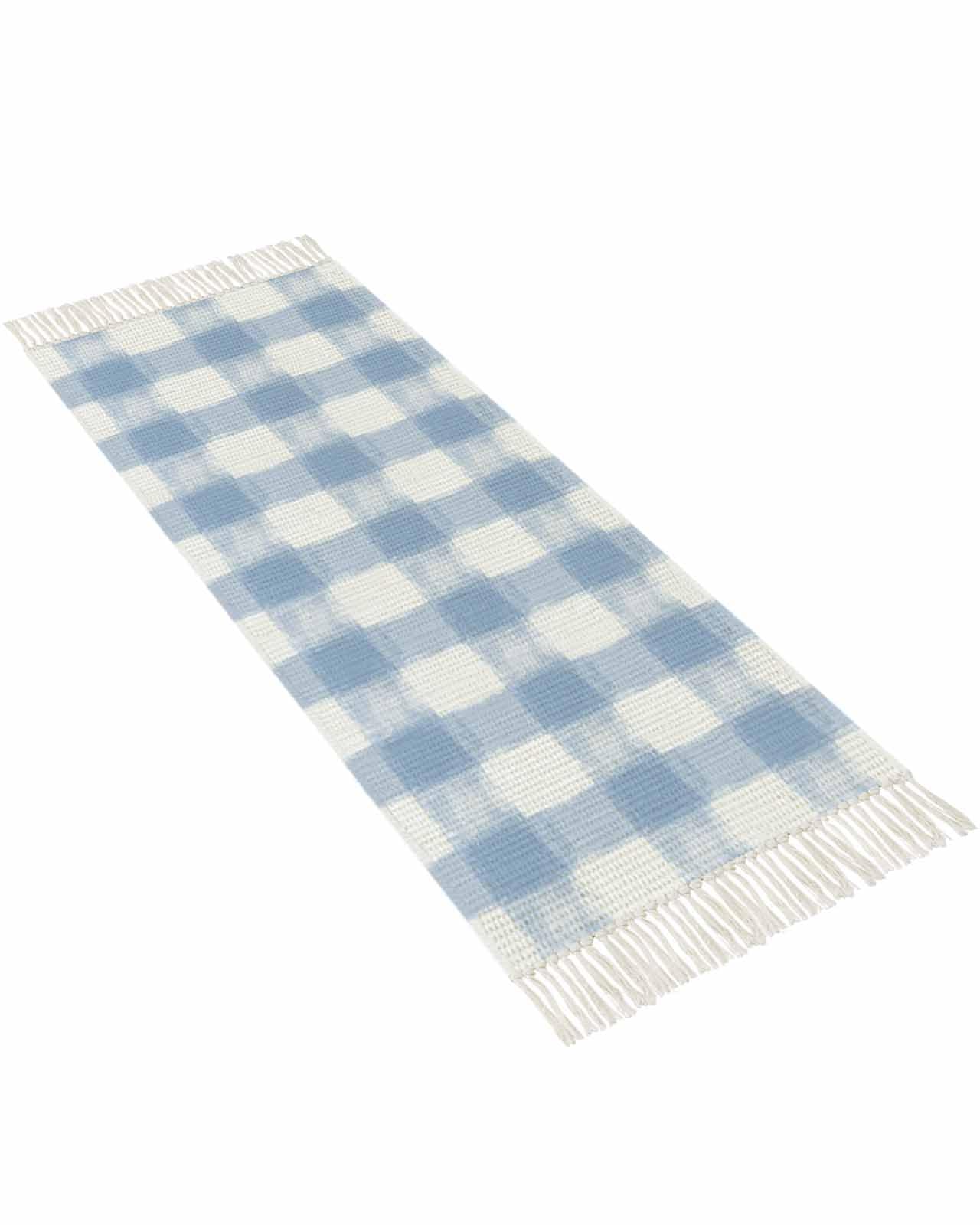 Tassels Area Rugs Buffalo Check Watercolor Blue Boho Living Room Rug 2'x5' Plaid Farmhouse Cotton Woven Tassel Area Rug Floor Carpet for Bedroom Dining Rooms Entryway