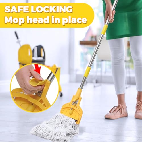 Image of Commercial Heavy Duty Mop Handle 61 Inch Mop Stick with Adjustable Stainless Steel Handle Industrial Floor Cleaner Stick Replacement Wet palo de trapeador (2 Pack)