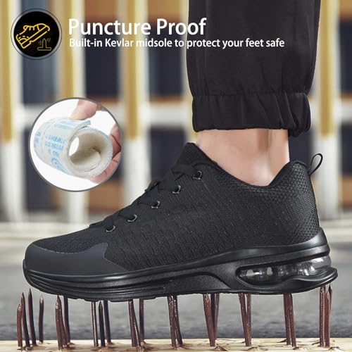 LUPWEE Steel Toe Shoes for Men Women, Slip Resistant Safety Work Shoes Puncture Proof Comfortable Indestructible Sneakers with Specialized Work Insole for Industry Construction Warehouse4