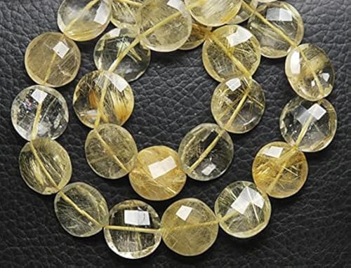 Quartz rutilé doré perles de 8mm à 10mm pour création de bijoux de lithothérapie et colliers