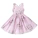 Girls' 2T-12 Cotton Floral Dress Summer backless Casual Sundress,Pink,4T