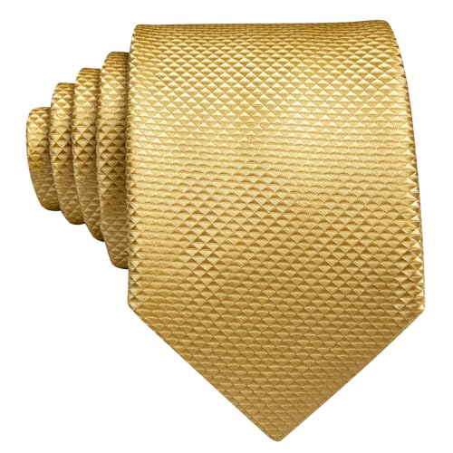 Image of Barry.Wang Tie Sets for Men Silk Stripe Necktie Woven Checkered Handkerchief Cufflinks Formal Business Wedding