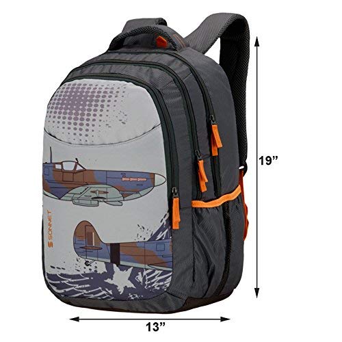 Image of Sonnet Polyester 37 Ltr Grey School Backpack