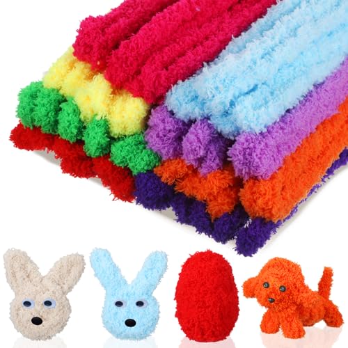 Image of Sonwyoung 24 Pcs Thick Pipe Cleaners Crafts Supplies, Chenille Stems, 39.37 Inches Jumbo Pipe Cleaners Bulk, Fluffy Fuzzy Art Decorations St. Patrick's Day Easter Wedding DIY(Bright Color)