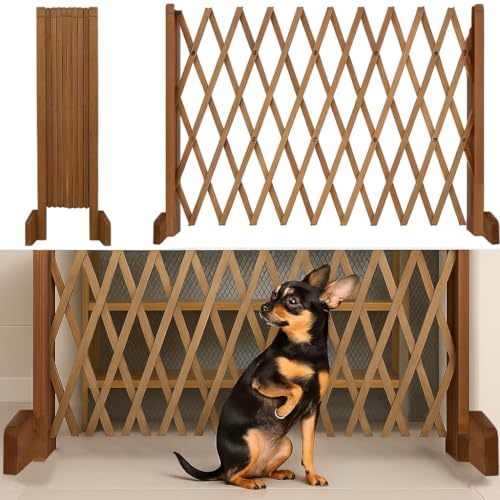 Treppenschutzgitter für Hunde - Absperrgitter - Türschutzgitter - Hundeschutzgitter - Hundebarrieren - verstellbar Trennwand - ohne Bohren - 30-117cm breit - aus Holz