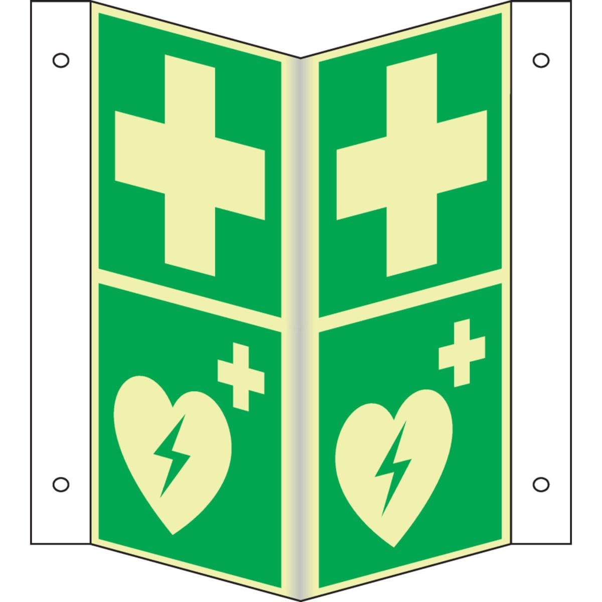 power langnachleuchtend Rettungs-Nasenschild Erste Hilfe, Defibrillator, 200x400mm