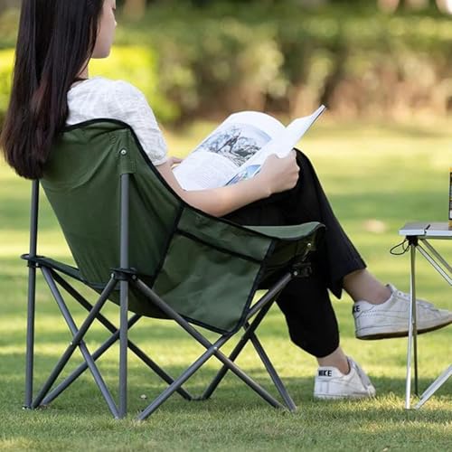 Image of ORILEY Folding BackRest Camping Chair Portable and Lightweight Carbon Steel Collapsible Chairs for Outdoor Picnic Fishing Beach Travelling & Gardening (1 Pc, Green)