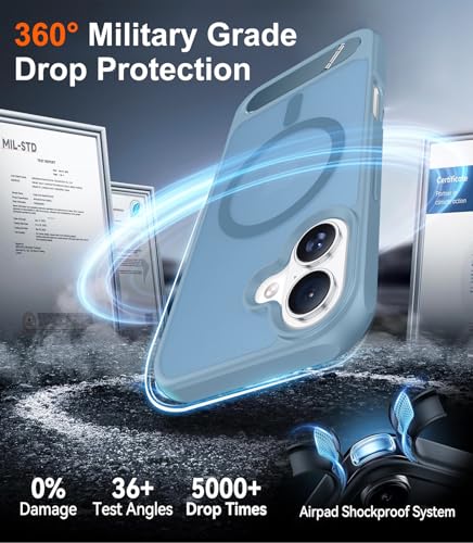 Image of Magnetic Compatible with iPhone 16 Plus Case, [Built-in Invisible Kickstand][Compatible with MagSafe][Military Grade Shockproof] Slim Translucent Matte Phone Case for iPhone 16 Plus 6.7 inch