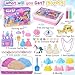 TUZT Princess Unicorn Sensory Bin Sandbox for Girl Kid Toys, 2lbs Color Sensory Sand & 6 Castle Molds & Play Kits, Sand Box Toys for Kids Girls Toddlers 3 4 5 6 7 8 Christmas Birthday Gift