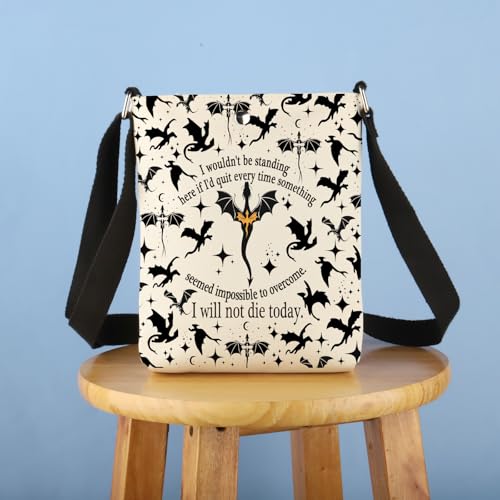 BDPWSS Dragon Lover Crossbody Bag I Will Not Die Today Dragon Rider Handbag Fantasy Reader Gift3