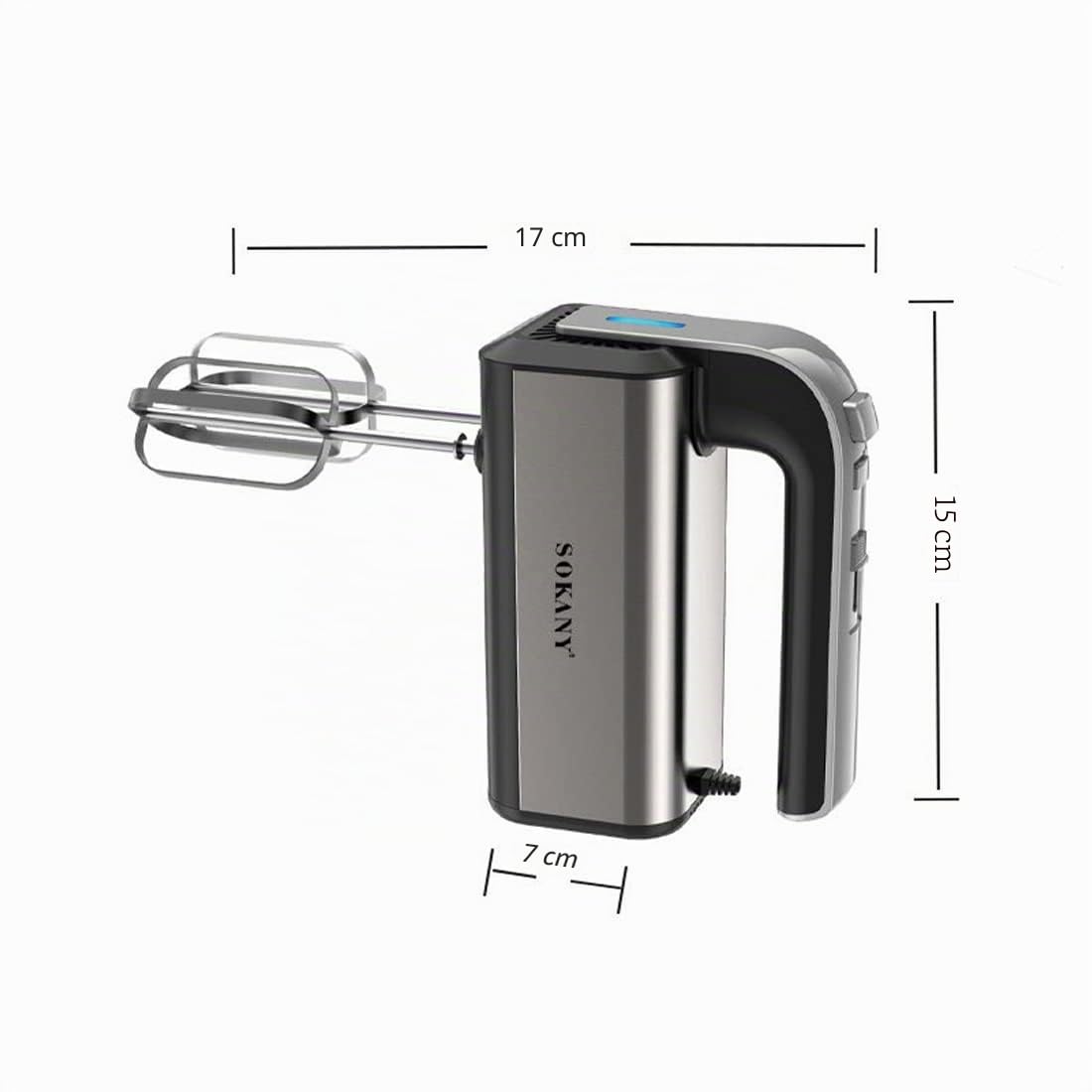 SOKANY CX-6651 Batteur électrique cuisine, Batteur à main avec 2 Fouets et 2 Crochets pétrisseurs, 5 Vitesses, Batteur en Acier Inoxydable avec Bouton d'Éjection (CX-6651)