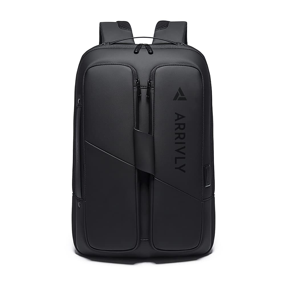 Arrivly Zaino PC Donna e Uomo - Zaino Business e Quotidiano per Laptop 15,6 Pollici - Daypack Elegante per Lavoro, Università, Pendolarismo e Uso Giornaliero in Città - Colore Nero