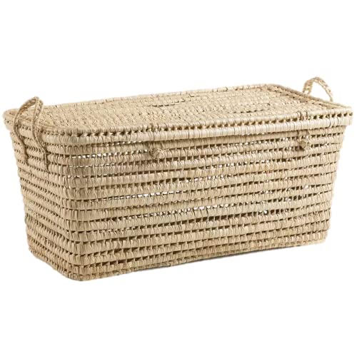 Coffre de rangement en palmier tressé, malle à jouets, coffre à jouet tressé, malle de rangement en osier, panier à jouet en rotin