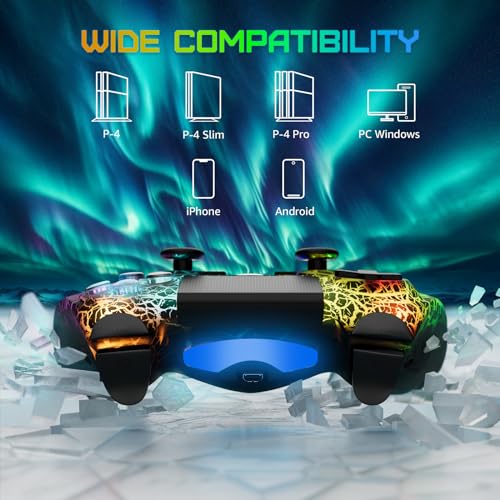 Image of CHENGDAO Controller for PS4, Wireless Controllers for PlayStation 4 /Pro /Slim, Remote Control with Adjustable RGB Light /1000mAh Battery /6-Axis Motion Sensor /Double Vibration /3.5mm Audio Jack, Black