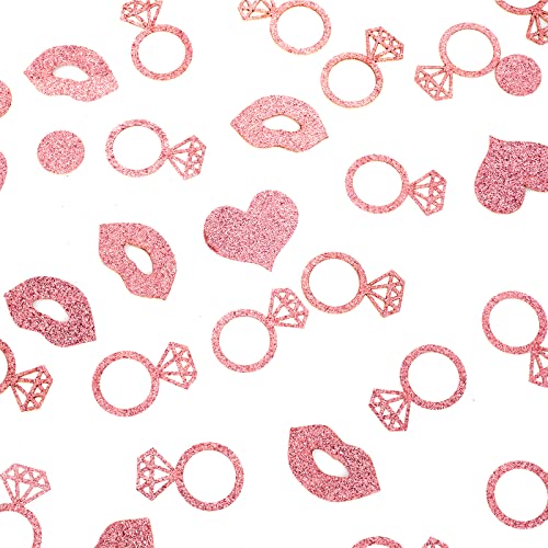 Grevosea 200Pcs Bachelorette Decorations Rose Gold Diamond Ring Confetti Engagement Party Decorations Glitter Bachelorette Rose Gold Confetti For Wedding Birthday Party Decoration #TOP7