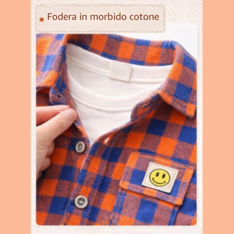 OrJana Set Abbigliamento Bambino 3 Pezzi, Camicia a Quadri, T-Shirt Bianca manica lunga, Jeans Blu