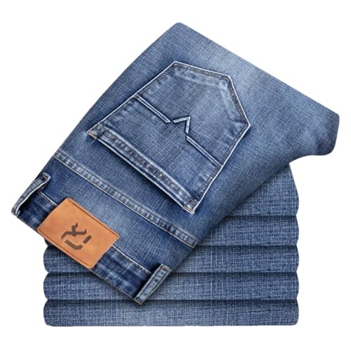 Men's Winter Business Jeans Stretch Washed Denim Trousers Comfortable Straight Male Pants