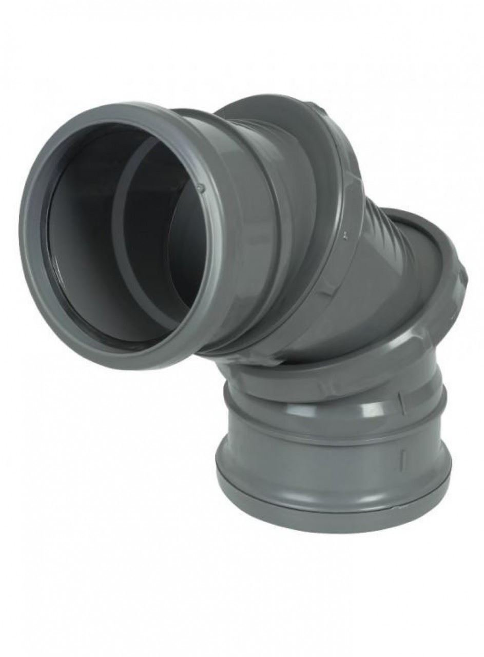 Floplast Grey Ring Seal Soil Adjustable Bend Double Socket - 0-90 Degree X 110Mm
