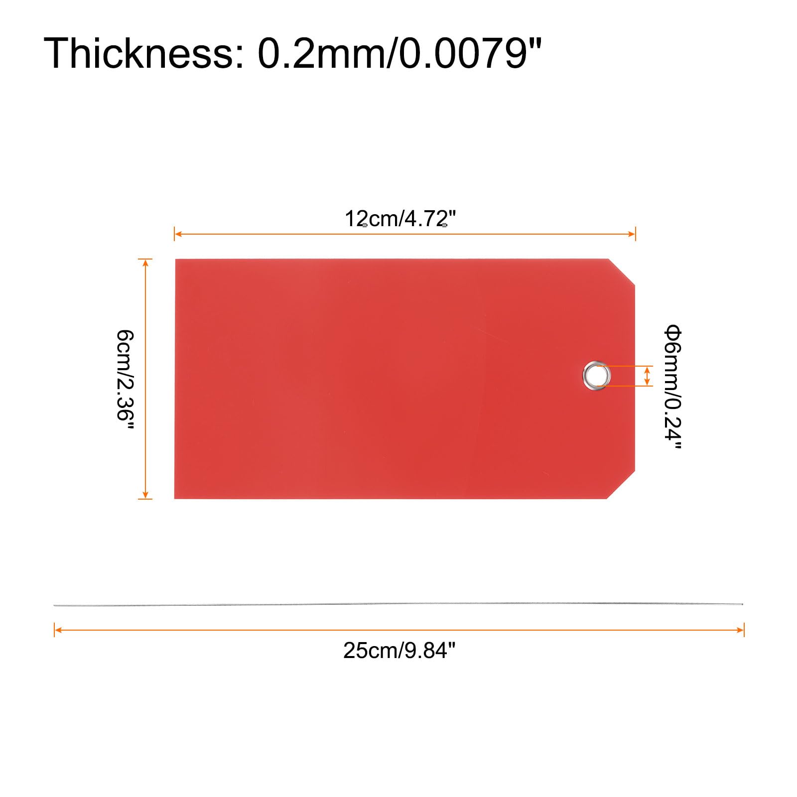 Lot De 100 Étiquettes D'Expédition Vierges Plastique Orange Avec Fil - 11x6cm Imperméables