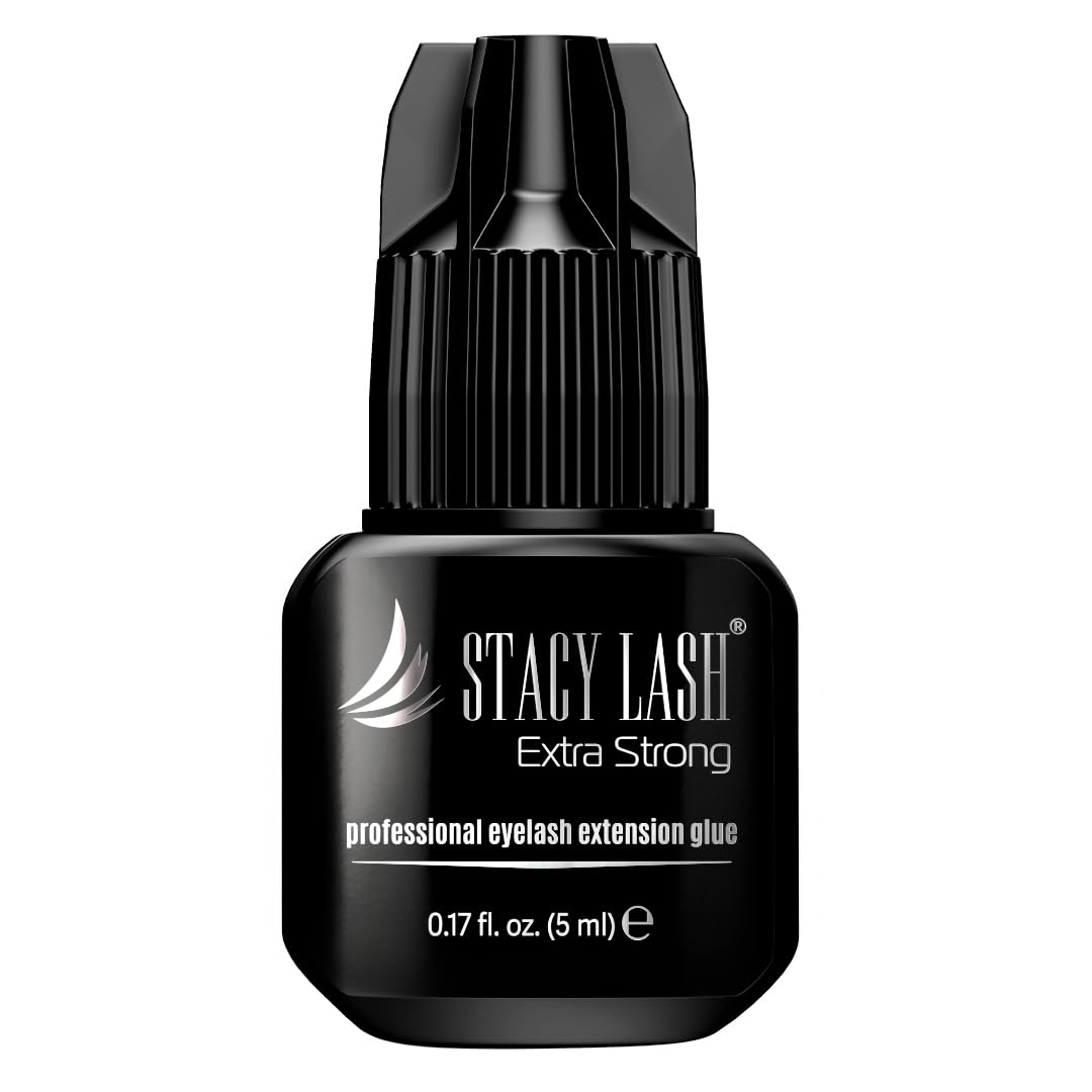 Stacy Lash Extra Strong Eyelash Extension Glue Stacy Lash 5 Ml / Maximum Bonding Power / Professional Black Adhesive / Drying Time - 1-2 Seconds / Retention - 7 Weeks