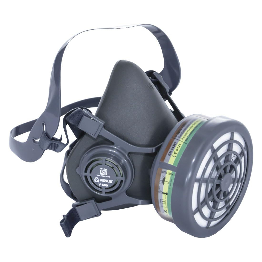Sponsored Ad - V-500 - Half Face Reusable Respirator Mask with V-7500 ABEK1 P1S Filter Cartridge - ISI Approved, Thermoplastic Elastomers, Multigas & Particulate Respiratory Protection - Combo Pack - Grey