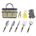 SONGMICS 7 Piece Garden Tool Set Includes Garden Tote and 6 Hand Tools W/ Heavy Duty Cast-aluminum Heads Ergonomic Handles UGGB31L