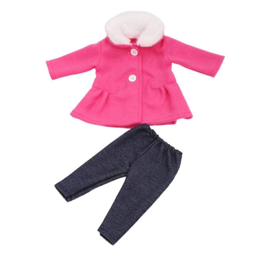 DUORUI Doll Clothes Dress Winter Outfit Coat with Plush Collar Pants for American Girl Doll 18 inch
