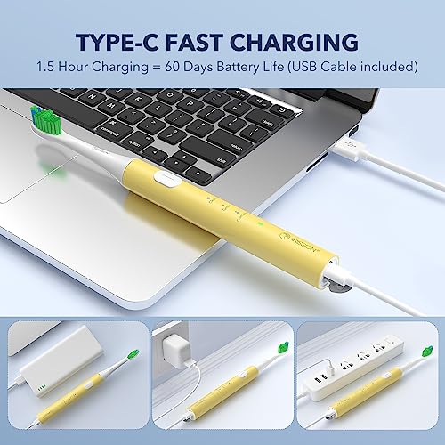 Image of ARISSON Sonic Electric Toothbrush for Adults and Kids, 40,000 VPM Power Toothbrush, 1.5H Fast Charge Ultrasonic Electric Toothbrushes with 2 Minutes Smart Timer, White on New Corn