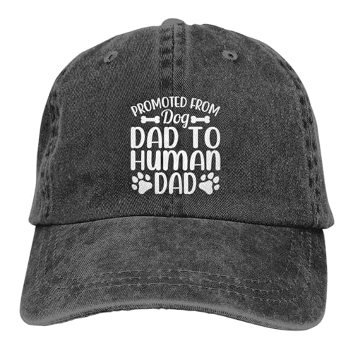Promoted from Dog Dad to Human Dad 2 Baseball Cap Golf Dad Hat Adjustable Original Classic Low Profile Cotton Hat Men Women