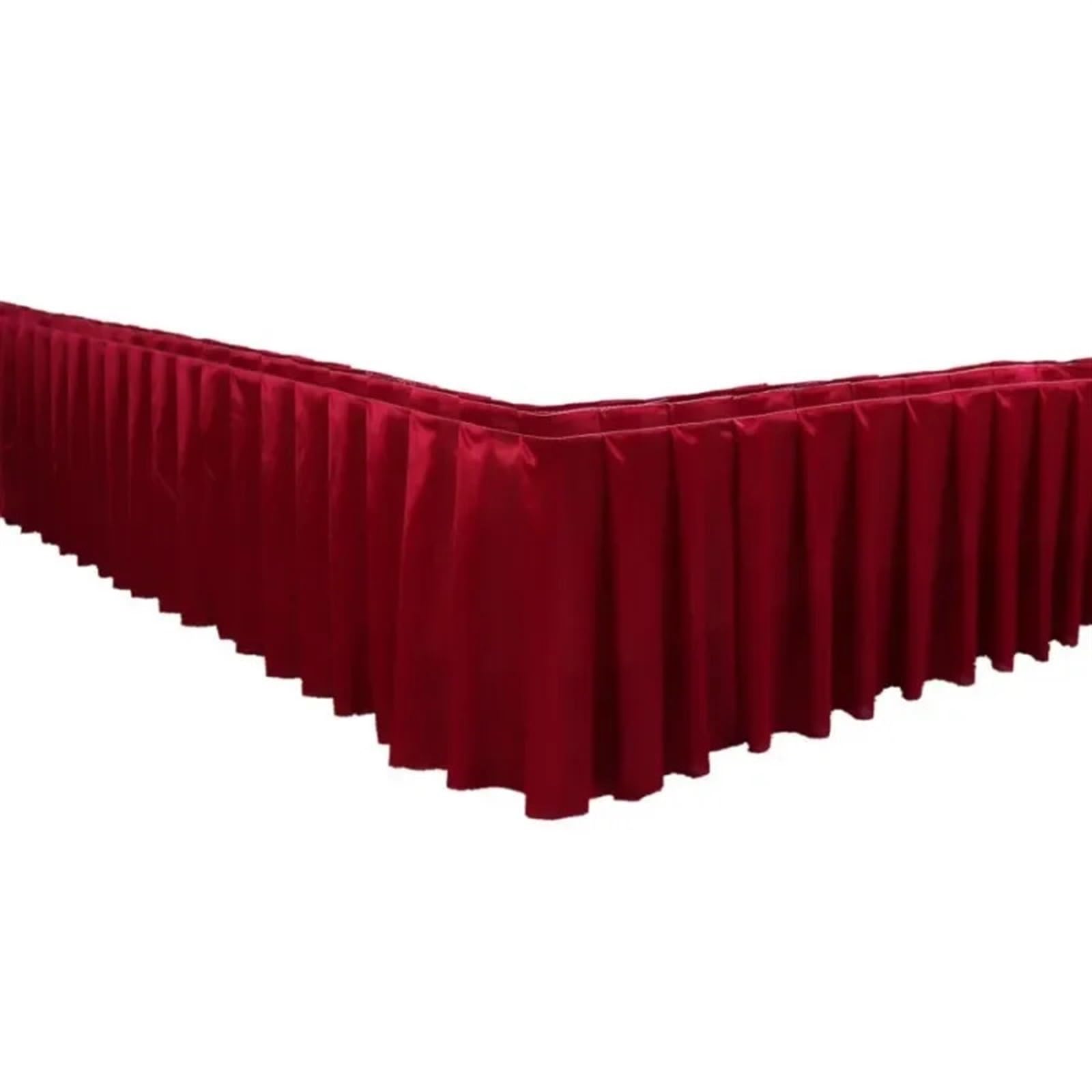 MMYUAK Party Table Skirts Pleated Table Skirt Wedding Backdrop Curtains Table Cothes For Birthday Banquet Stage Table Skirting Event Party for Home Decor(Wine red,H60cm x L300cm)