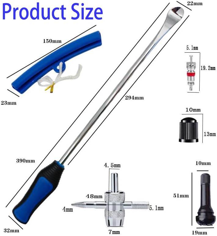 Miniatura 4 de PINKJOY Kit de cuchara de neumáticos de 15 pulgadas, 26 piezas de herramientas de cambio de neumáticos para motocicleta, motocross, césped, tractor,