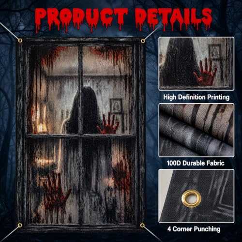 Ofrinxs Halloween Window Decorations, 2 Pcs Scary Door Cover Curtains - image 3