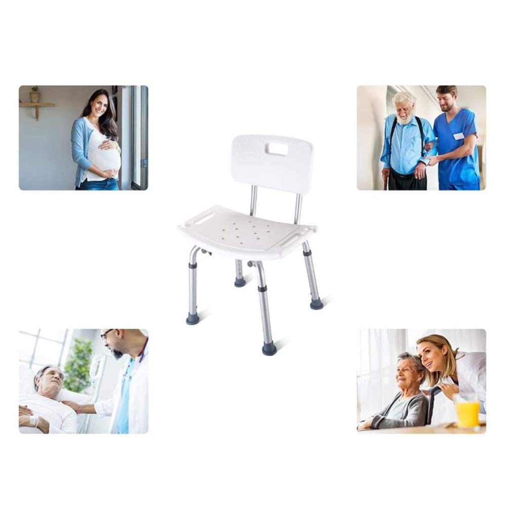 Homewell l Taburete de ducha regulable en altura, marco de aluminio, pies de goma antideslizantes, asiento de bañera para personas mayores, asiento con asas de seguridad (silla de ducha 2, 51 x 26 x