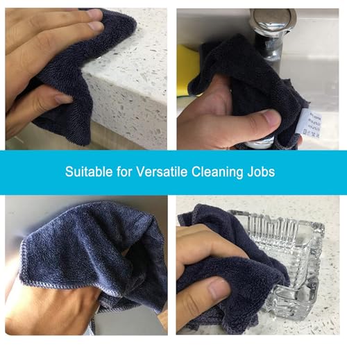 Image of Microfiber Dish Cloth Kitchen Cleaning Rags Car Wash Drying Towel Rags High Absorbent Lint Free Streak Free 12 inch x 12 inch 12 Pack (Grey)