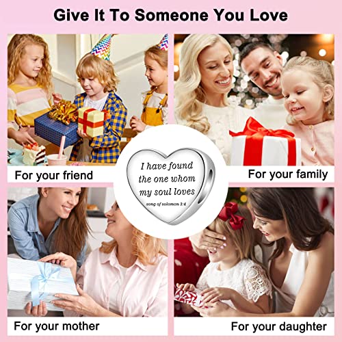 Image of LUXILLA Love You Best Friend Grandma Wife Heart Charm 925 Sterling Silver Charms Fit for Bracelets Necklace Jewelry Gift for Women
