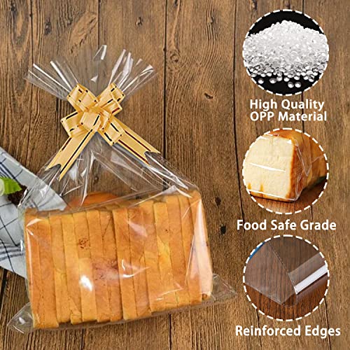50 Packs Cellophane Bags, 4.7X6.7in Clear Sweet Bags With Mix Colors Pull Bows for Gifts Cookie, Baking, 1 count (Pack of 50) - Image 4