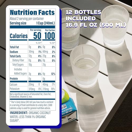 Image of C2O - Organic Coconut Water, The Original Flavor (12 Pack) - Made with Fresh Coconut Water - Plant Based, Non GMO - Natural Hydration, Essential Electrolytes, & Potassium - 12 Tetra Packs, 16.9 FL OZ