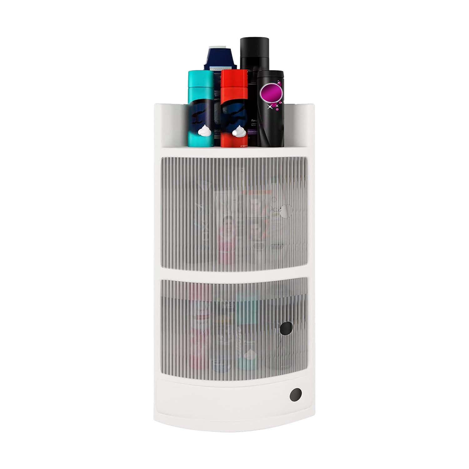 TNT THE NEXT TREND Unbreakable Plastic Bathroom SDX Corner Cabinet 3 Tire with 3 Doors Wall Mounted Multipurpose Storage Shelves Holder with Doors (White) (Bathroom Corner Cabinet).-image-15