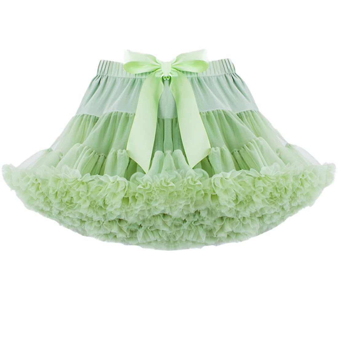 Baby Girls Soft Princess Fluffy Tiered Tulle Pleated Tutu Skirt Ballet Birthday Party Pettiskirt Apple Green