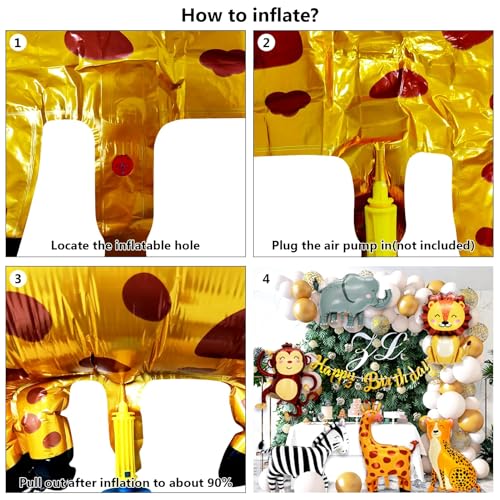Miniatura 3 de 6 Piezas Globos De Animales De La Selva,Safari Animales Globos,Selva Tema Decoración Fiestas,León,Leopardo,Jirafa,Zebra,Mono,Elefante,Mylar Ballon,Decoración De Cumpleaños Infantil Para Niños Y Niñas