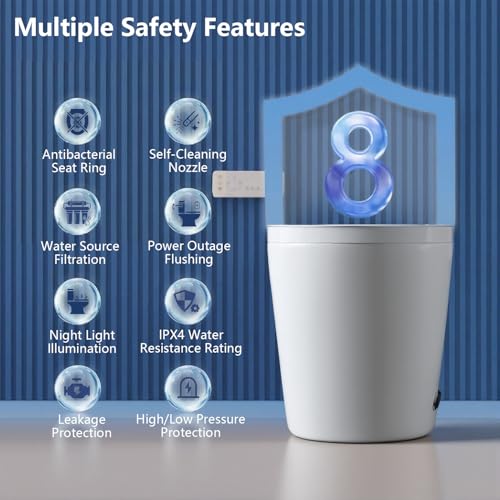Image of TOTTE Smart Toilet with Bidet Built-in, Auto Open /Close Lid, Auto Power 1000g MaP Flush, 1.28 GPF, One Piece Elongated Toilet with Instant Warm Water & Warm Air Dryer, Built-in Aroma