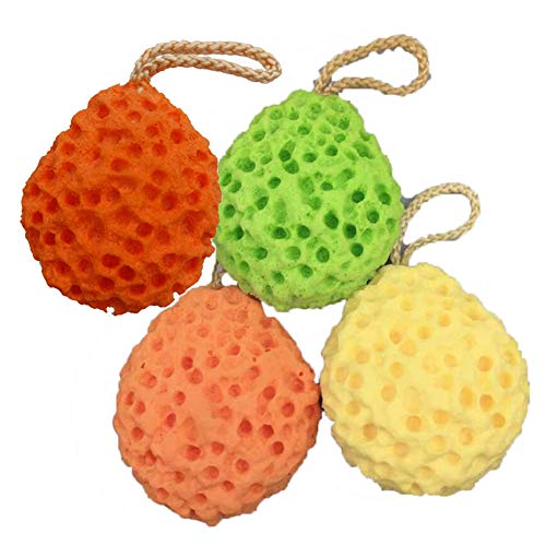 4PCS Unisex Men Women Premium Shower Foam Bath Sponge Soft Body Scrubber Shower Pouf Body Exfoliator Cleaning Shower Loofahs Balls for Body Wash(Color Random)