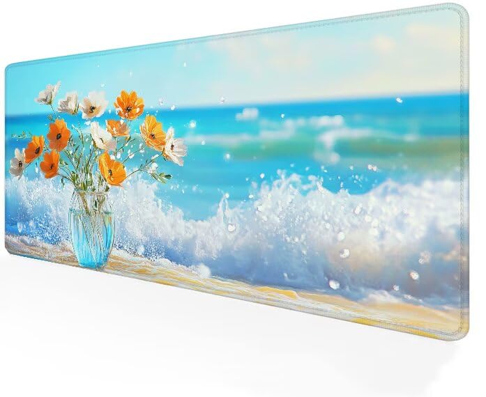 Tapis de souris gamer 1200x400x3mm XXL mer fleur G1-734 pour bureau