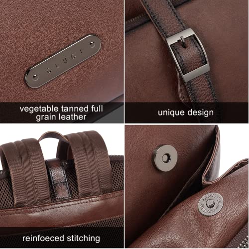 Cluci Vegetable Tanned Full Grain Leather 15.6 Inch Laptop Backpack For Women Large Travel Business Bag Casual Daypack Purse #TOP4