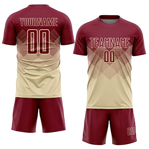 Generic Custom Soccer Jerseys for Men Women Youth Kids, Cream Crimson Personalized Soccer Jersey Printed Name Number Logo Mens Clothing