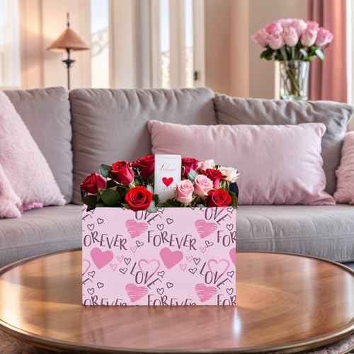 Image of Cute Heart Valentine's Day Basket Gifts Empty Storage Basket for Kid and Baby Room Decor (Love for Ever Pink Heart)