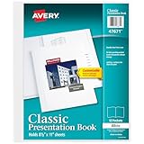 Avery Classic Presentation Book, Clear Front Window for Title Page, 12 Non-stick Pages, 1 White Book...