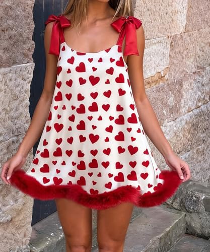 Image of Women Floral Tie Shoulder Mini Dress Cute Square Neck Loose Fit Beach Short Dress Backless Boho Vocation Sundress