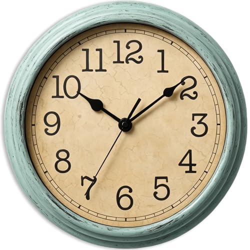 Image of Wall Clock, 9 Inch Silent Wall Clocks Battery Operated, Decorative Clocks for Kitchen Living Room, Bedroom (Teal)